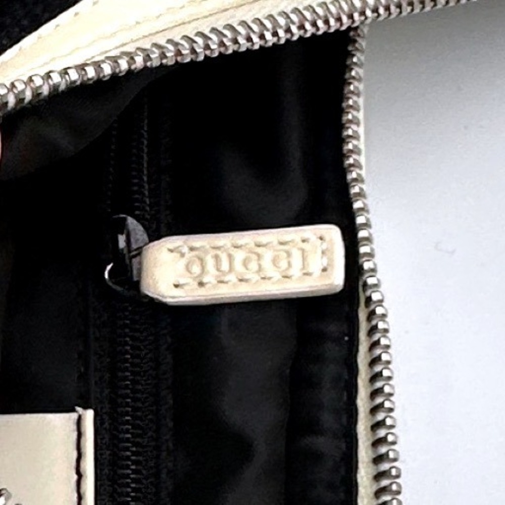 Gucci Vintage Tom Ford Era Black Canvas Purse Ivory Leather Hobo Shoulder Bag - Picture 12 of 16